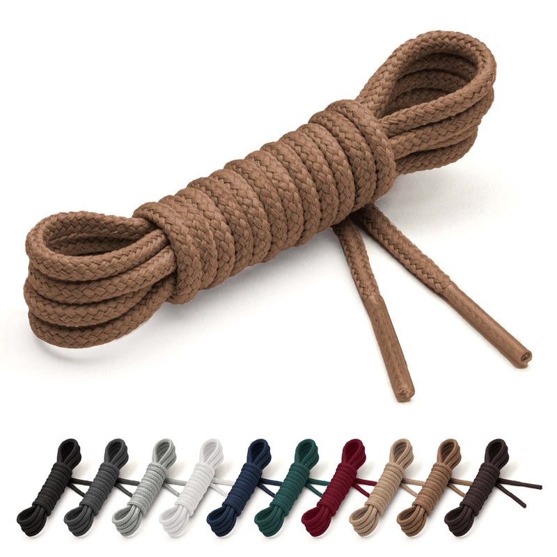 Benchmark Basics 36" Walnut Dress Shoe Laces - Round Waxed Shoestrings for Shoes & Boots - 1/10" (2.5mm) Diameter - 1 Pair - Image 1